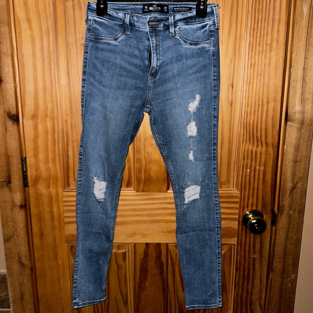 Hollister blue lightly-ripped jeans